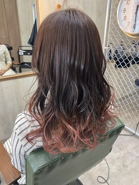 フラミンゴ ヘアデザイン グラデーションカラー