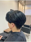 メンズ/アッシュブラック/センターパート/マッシュパーマ
