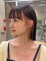 サンク 原宿 表参道(cinq) デザインカラー前髪インナーカラーピンク黒髪ボブバングカラー