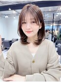 ☆顔周りサイドバングワンカールミディアムレイヤー