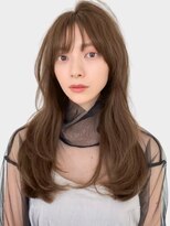 ロングレイヤー　顔周りレイヤー　透明感　ミルクティーベージュ