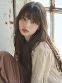 ブリーチ無し透明感ヘーゼルベージュ×顔まわりロング
