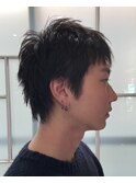 【チクロ】メンズ　スパイキー　ショートウルフ　黒髪ショート