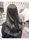 レイヤーカット毛流れレイヤーオリーブベージュグレージュ