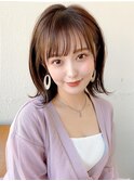 シャギーレイヤーロング韓国ワンホンヘアシースルーぱっつん前髪