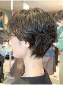 ショートパーマ銀座メガネ女子丸みショート大人可愛い小顔カット