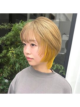 ワク 藤沢店(waku) インナーカラー　イエロー　ブリーチ