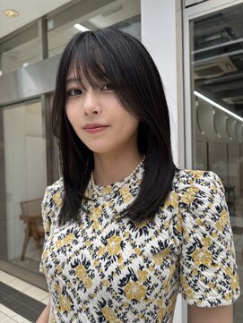 ソレイユトウキョウシブヤ(SOLEIL TOKYO shibuya) ミディアムフェイスレイヤー黒髪ミディ