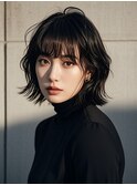 マッシュウルフボブパーマミルクティーベージュシルバーアッシュ