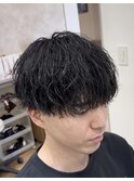 刈り上げセンターパート/波巻きツイストスパイラル/円町