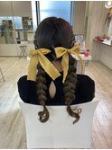 編み込みツインテール