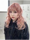 14362ブリーチ＆ダブルカラーベビーピンクホワイトピンク