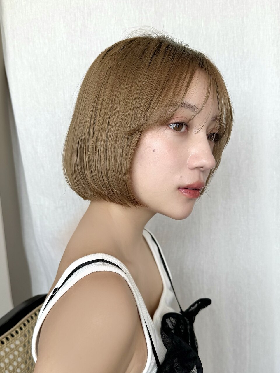 ピンクベージュ/ブリーチ/表参道/ミニボブ