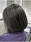 白髪ぼかしハイライト/大人ボブ/若見えカット