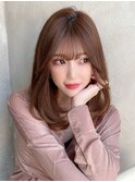 30代40代小顔前下がりボブ/似合わせカット/ココアブラウン
