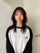 エンリッチヘア(enrich hair)&nbsp;パーマ風ミディアムレイヤー　レッドカラー