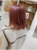 チェリー×ホワイトピンク×バレイヤージュ×ロブ