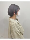 大人美人前髪ボブウルフアッシュ系カラーフェミニンモード