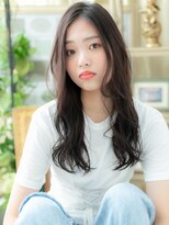 カバーヘア ブリス 志木南口駅前店(COVER HAIR bliss)&nbsp;黒髪バレイヤージュくせ毛風カールロングa志木20代30代40代