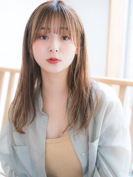 ベイルーム(BAYROOM by HONEY omotesando) 大人可愛い20代30代ぱっつんバングロング×ラテベージュ