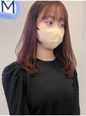 大人可愛い20代30代40代内巻きレイヤー×ピンクアッシュ