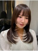 ウルフレイヤー姫カット韓国ヘアブリーチなしブラウン大宮美容室
