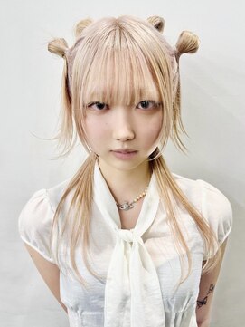 レコ 渋谷(LECO) ホワイトベージュ×だんごヘア