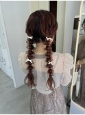 編みおろしツイン/ローポニー/結婚式ヘアセット
