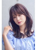 小顔ひし形ゆるふわくびれ巻き×艶カラーナチュラルブラウン