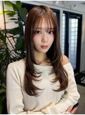 レイヤー/ミディアム・ロング/20代/顔周り/ブラウンベージュ