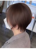 グロスブラウンカラー×ショートカット×PRトリートメント