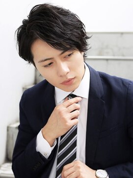 アフロート ディル(AFLOAT D'L) 好印象メンズパーマ社会人ビジネスウルフ人気◎長め髪型