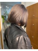 《高松快》切りっぱなしシルクグレージュボブ×ケアブリーチ1回