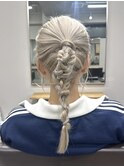編みおろしポニー/ヘアセット/ヘアアレンジ/結婚式ヘアセット