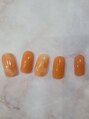 ロクヘアー(6Roku Hair) オレンジのマーブル柄ネイル♪明るい印象になります