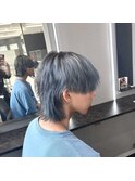 フェザーパーマブルーブラックスパイキーショートスペインカール