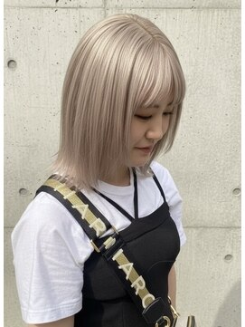 アジールヘア 東上野店(agir hair) 上野◎20.30代透明感グレージュ長めボブ×小顔　上野/上野カラー