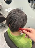 くびれショートボブ40代50代グレイカラー白髪染め白髪ぼかし