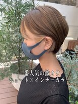 アース 東戸塚店(HAIR & MAKE EARTH) 20代30代インナーカラー立体感小顔ショート丸みボブ乾かすだけ