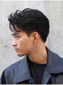 大人カジュアルオールバックメンズパーマ