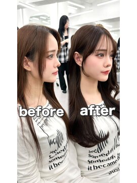 アマトウキョウ アユンチェ(AMA TOKYO×AYUNCHE) 前髪顔まわり韓国ヘアレイヤーカットサイドバンク2wayバンク韓国