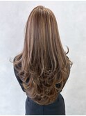 ロング顔周りレイヤーくびれヘア美髪韓国ヘア_ba551711