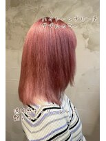 クレエ ヘアー デザイン(creer hair design)&nbsp;ハイトーンダブルカラー☆透明感×つや感チェリーレッド