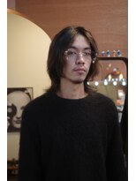 エディ(Edy)&nbsp;メンズセンターパートウルフカットケアパーマブラウンカラー岡山