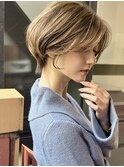 ひし形メリハリショート顔まわりレイヤー20代30代40代小顔銀座