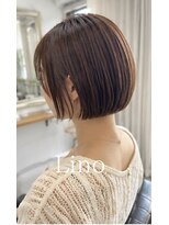 髪質改善Lino hair/縮毛矯正/白髪ぼかし/ハイライト/メンズカット【リノヘア】 切りっぱなしボブ/ミニボブ/柔らかい透明感ベージュ/赤味なし