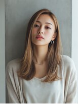 ロッソ 大橋店(Rosso) ベージュブラウンのストレートセミロング【大橋】