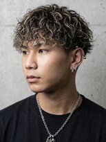 ヘッドストック 大和八木店(HEAD STOCK)&nbsp;スペインカールブラウンカラーメッシュニュアンスパーマメンズ