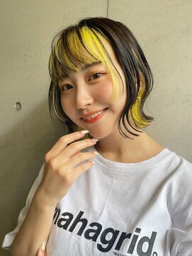 グーフィートーキョー 銀座(Goofy Tokyo) Goofy東京/フェイスフレーミング/イエロー/インナーカラー/銀座1