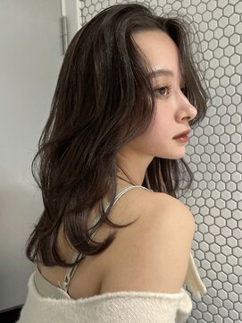 サイン 表参道(SIGN) ミディアムヘアグレージュカラーデザインカラーシルキーベージュ